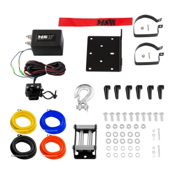 Wyciągarka linowa terenowa off road do samochodu lina 12.5 m uciąg 2040 kg + Prowadnica rolkowa