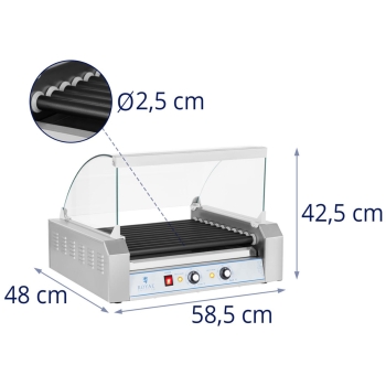 Grill rolkowy z szybą Roller grill z rolkami z teflonu 11T