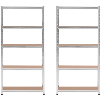 Regał magazynowy metalowy 5 półek 875 kg 90 x 30 x 180 cm szary 2 szt.