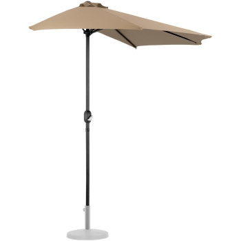 Półparasol przyścienny balkonowy tarasowy półokrągły 270 x 135 cm szarobrązowy