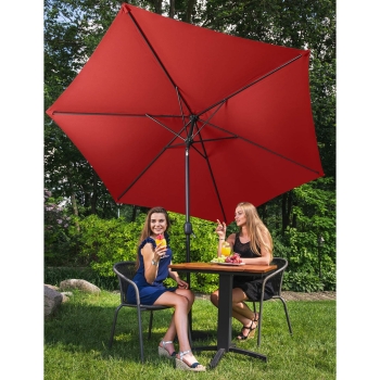 Parasol ogrodowy tarasowy okrągły uchylny z korbką śr. 270 cm czerwony