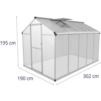 Szklarnia cieplarnia ogrodowa z poliwęglanu 302 x 190 x 195 cm