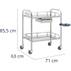 Wózek laboratoryjny zabiegowy kosmetyczny ze stali 2 półki 1 szuflada 71 x 63 x 85.5 cm 20 kg