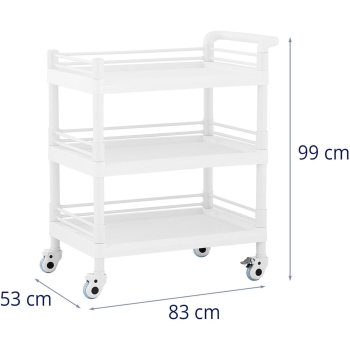 Wózek laboratoryjny zabiegowy kosmetyczny 3 półki 83 x 53 x 99 cm 60 kg