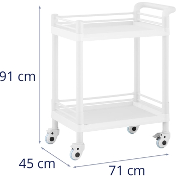 Wózek laboratoryjny zabiegowy kosmetyczny 2 półki 71 x 45 x 91 cm 20 kg