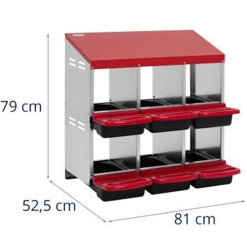 Gniazdo dla kur niosek ścienne 6 komór STAL 81 x 52.5 x 79 cm