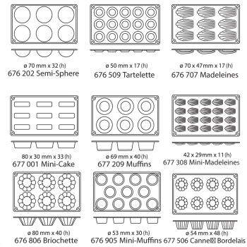 Foremki silikonowe nieprzywierające do pieczenia do 260C TORTALETTE 176x300mm GN1/3 - Hendi 676509