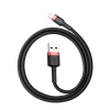 Wytrzymały elastyczny kabel przewód USB Iphone Lightning QC3.0 2.4A 0.5M czarno-czerwony