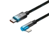 Kątowy kabel przewód Power Delivery z bocznym wtykiem USB-C Iphone Lightning 1m 20W niebieski