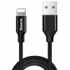 Kabel przewód w materiałowym oplocie USB - iPhone Lightning 1.8m - czarny