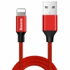 Kabel przewód w materiałowym oplocie USB - iPhone Lightning 1.8m - czerwony