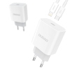 Szybka ładowarka sieciowa EU USB-C PD + przewód Lightning do iPhone 1m biały