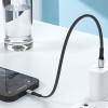 Kabel przewód płaski krótki do iPhone USB-C - Lightning L10P PD 20W 23cm czarny