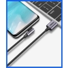 Kabel przewód kątowy w mocnym oplocie USB - USB-C QC 3.0 3A 2m szary