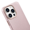 Skórzane etui iPhone 14 Pro Max magnetyczne z MagSafe Litchi Premium Leather Case różowy