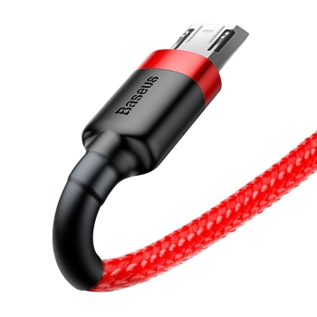 Wytrzymały elastyczny kabel przewód USB microUSB 1.5A 2M czerwony