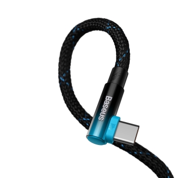 MVP Elbow kątowy kabel przewód Power Delivery z bocznym wtykiem USB-C 1m niebieski