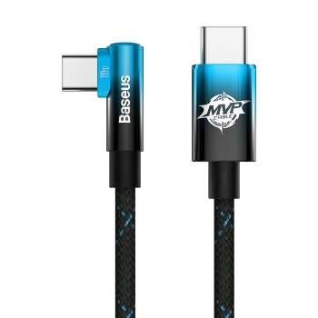 MVP Elbow kątowy kabel przewód Power Delivery z bocznym wtykiem USB-C 2m niebieski