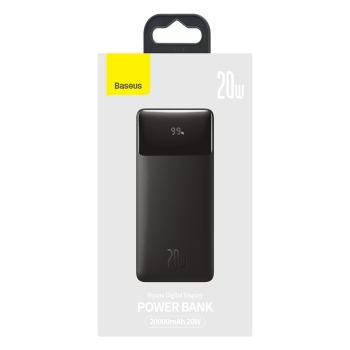 Bipow powerbank z szybkim ładowaniem 20000mAh kabel USB-A microUSB 0.25m czarny