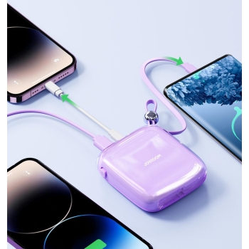 Powerbank 10000mAh Jelly Series 22.5W z kablem USB-C fioletowy