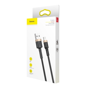 Wytrzymały kabel przewód w oplocie USB do iPhone Lightning QC3 1m - czarno-złoty