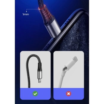 Kabel przewód do iPhone w oplocie USB - Lightning 3A 1.5m czerwony