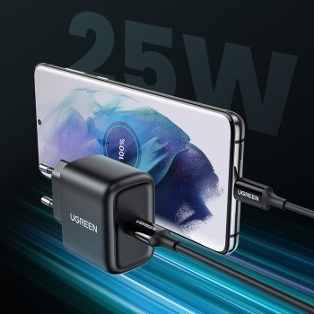 Ładowarka sieciowa do telefonu USB-C 25W PD + kabel USB-C 2m czarny