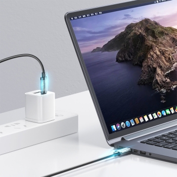 Mocny kabel przewód plecionka USB-C 100W 1.2m czarny