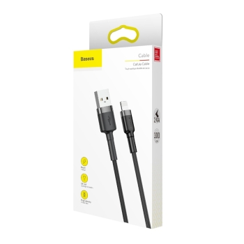 Wytrzymały kabel w oplocie do iPhone USB - Lightning QC3.0 2.4A 1m czarno-szary