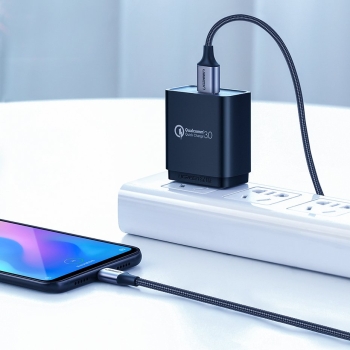 Kabel przewód w oplocie USB - USB-C Quick Charge 3.0 3A 0.5m szary