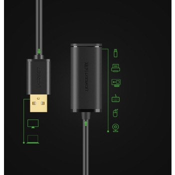 Przedłużacz kabel aktywny USB 2.0 480Mbps 10m czarny