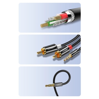 Kabel przewód audio 3.5mm mini jack - 2RCA 2m czarny