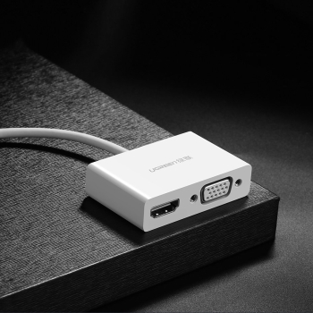 Przejściówka adapter konwerter video USB-C - HDMI VGA biały