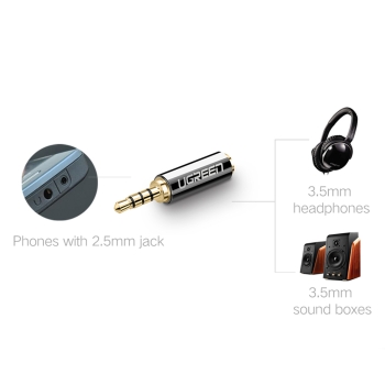 Przejściówka wtyczka Adapter audio jack 2.5mm męski do jack 3.5mm żeński czarny