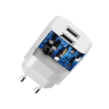 Ładowarka sieciowa EU 2x USB 5V/2.4A + kabel Lightning do iPhone biały