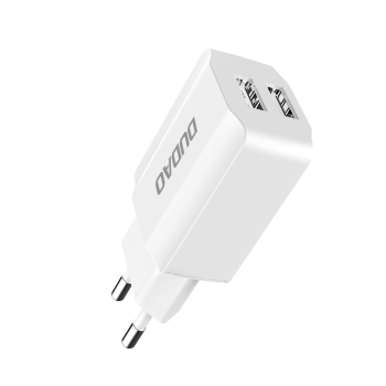 Ładowarka sieciowa EU 2x USB 5V/2.4A + kabel USB-C biały