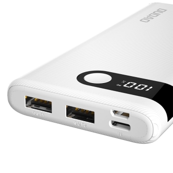 Powerbank 10000 mAh 2x USB USB-C micro USB 2A z ekranem LED czarny