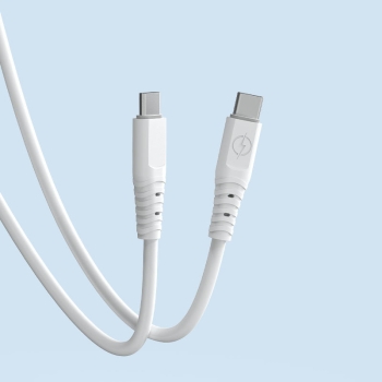 Kabel przewód elastyczny USB-C - USB-C 6A 1m biały