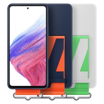 Etui pokrowiec z paskiem do Galaxy A53 5G Strap Silicone Cover granatowy