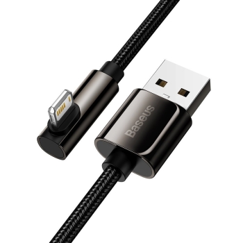 Kątowy mocny kabel przewód do iPhone USB - Lightning dla graczy 2.4A 1m czarny