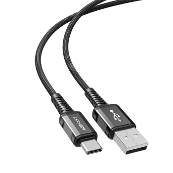 Kabel przewód w oplocie USB - USB-C 3A 1.2m czarny