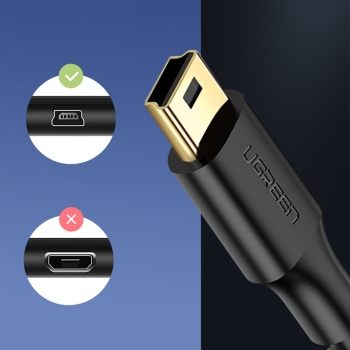 Kabel przewód USB - mini USB 5-pinowy pozłacany 0.5m czarny