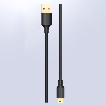 Kabel przewód USB - mini USB 5-pinowy pozłacany 0.5m czarny