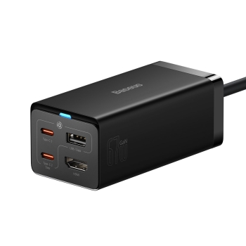 2w1 Ładowarka sieciowa GaN5 Pro + HUB konwerter HDMI 4K 2x USB-C USB-A czarny