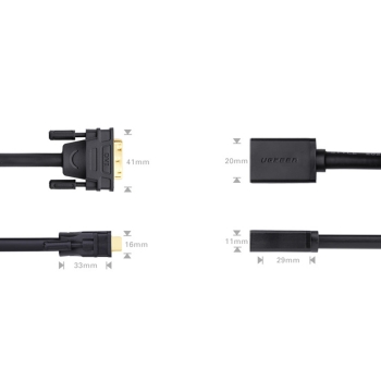 Adapter przejściówka z HDMI (żeński) do DVI (męski) 0.15m czarny