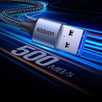 Wytrzymały przedłużacz kabla przewodu USB 3.0 5Gb/s 0.5m szary