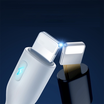 Kabel do iPhone ze wskaźnikiem LED USB - Lightning 2.4A 2m biały