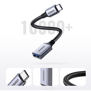 Przejściówka adapter z kabla przewodu USB na USB-C OTG 15cm czarny