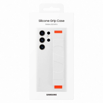 Etui silikonowy pokrowiec z paskiem Samsung Galaxy S23 Ultra Silicone Grip Cover białe