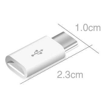 Adapter przejściówka wtyczka z micro USB na USB-C biała